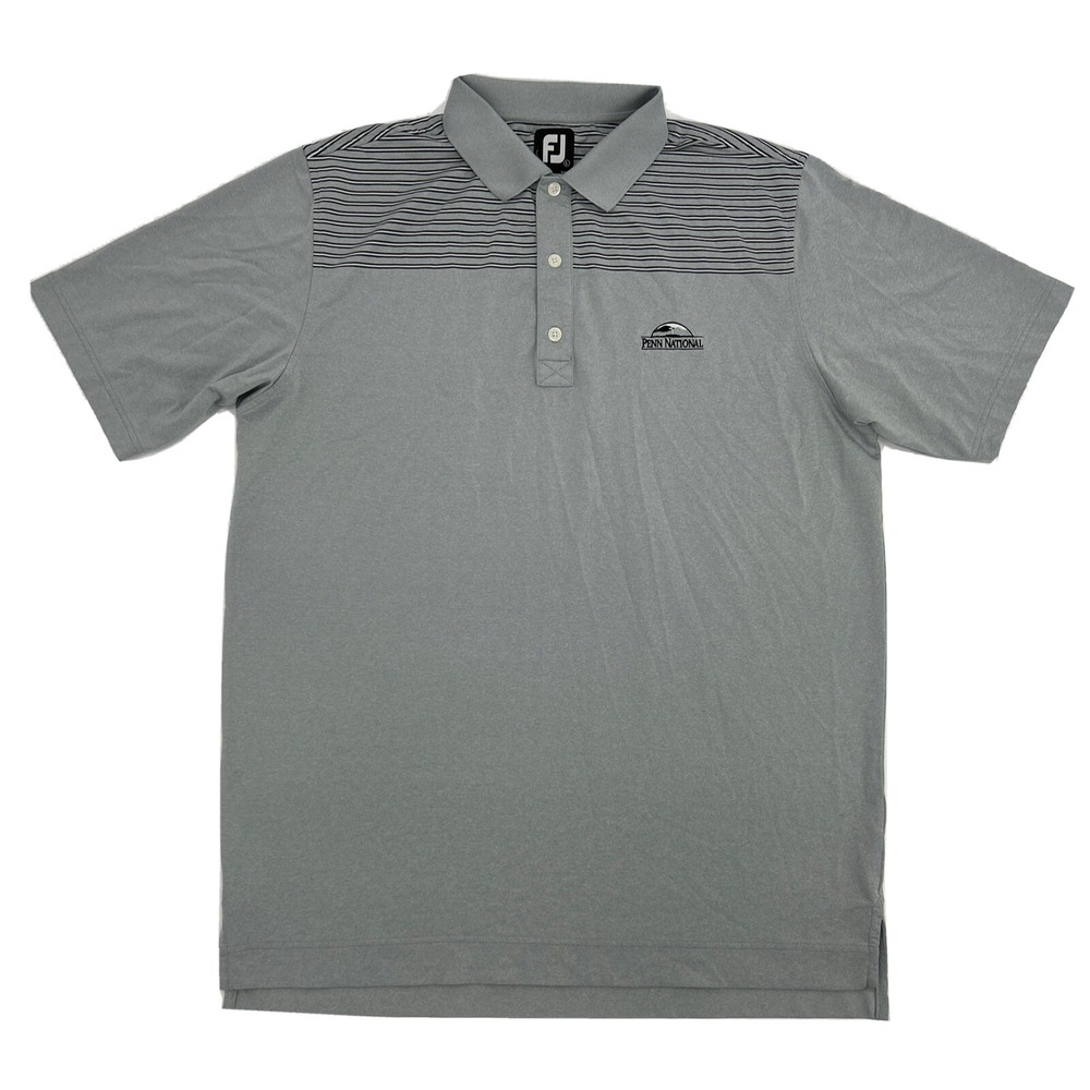 FootJoy Shirt Men's‎ L Gray Short Sleeve Polo Golf FJ Penn National Golf